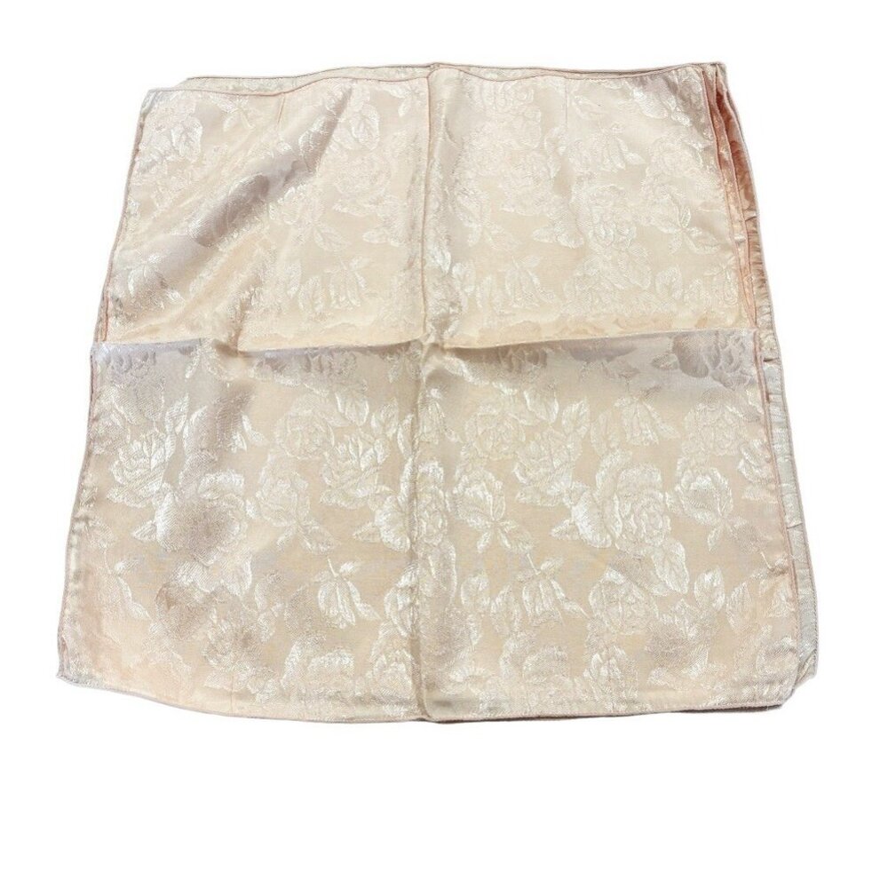 Set 4 Coral Pink Cloth Napkins Tea Party Damask Floral Shiny Fancy Table Setting